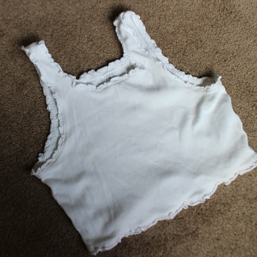 Zara Cream Ribbed Crop Top